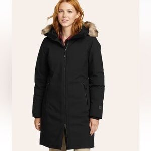Eddie Bauer women’s down parka stadium coat black size Medium new